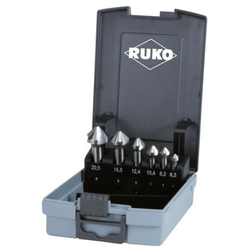 foto del prodotto ruko - set di svasatori din 335c 90 gradi 6,3-20,5 mm hss 6 pezzi ku.-kass.