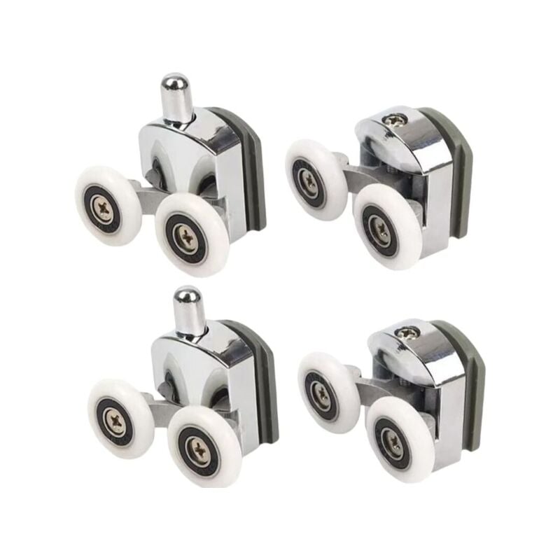 foto del prodotto rulli doccia con doppia porta scorrevole, 4 pezzi 2 superiori 2 inferiori 23 mm 2 superiori 2 inferiori 
