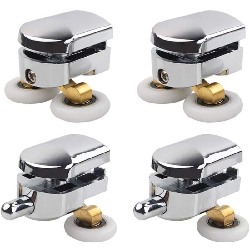 foto del prodotto rulli per box doccia, 4 rulli doppi, rulli scorrevoli per box doccia, ruote di ricambio per box doccia (23 mm)