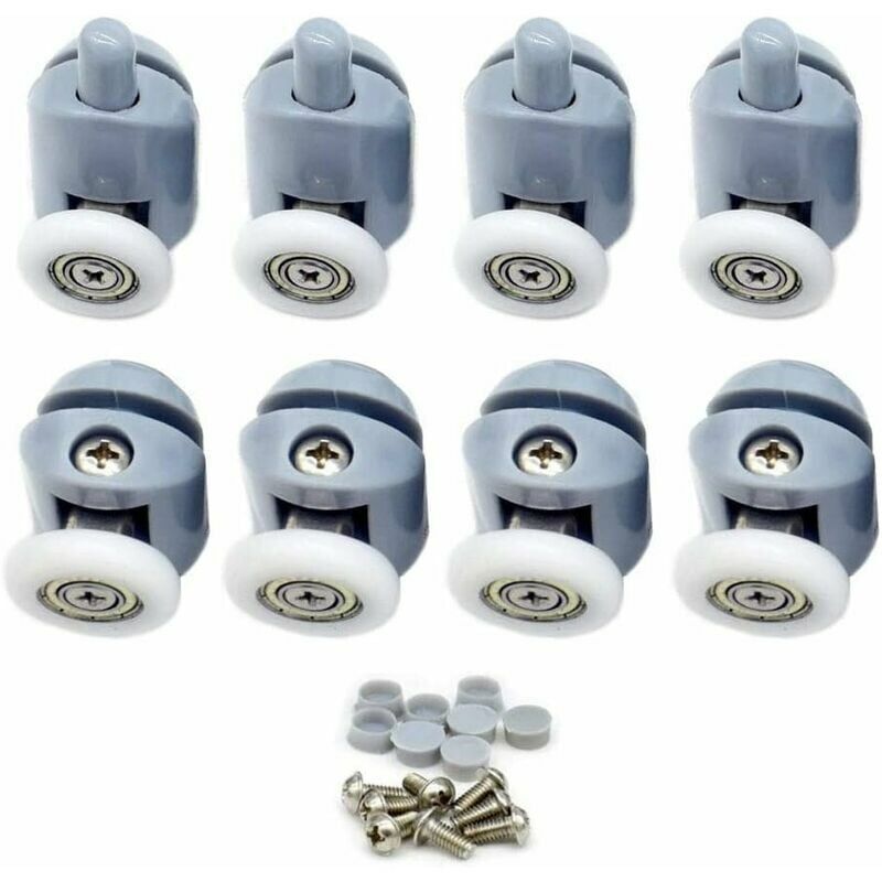 foto del prodotto rulli per porta doccia set di 8 rulli per porta doccia per porte doccia scorrevoli, diametro 25 mm.