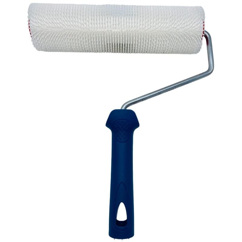 foto del prodotto rullo anti bolle, 25 cm, ideale per rimuovere bolle in applicazioni di pavimentazione, con plettri rotondi, manico in propilene nespoli