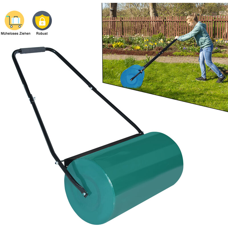 foto del prodotto rullo da giardino rullo manuale in metallo larghezza 57cm, diametro 32cm capacit circa 46l, verde hengmei