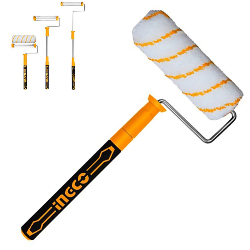 foto del prodotto rullo per pittura in microfibra a pelo medio 23 cm con manico allungabile ingco hrht442302t