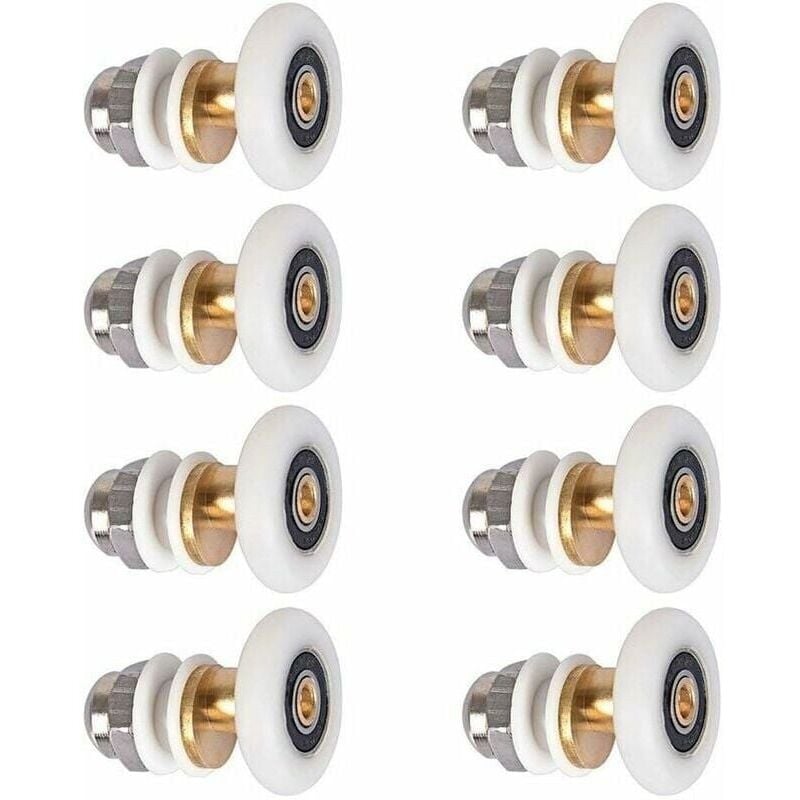 foto del prodotto rullo per porta doccia, rullo per porta scorrevole, rullo per porta box doccia, ruota di ricambio per rullo con diametro ruota 27 mm, 8 pezzi