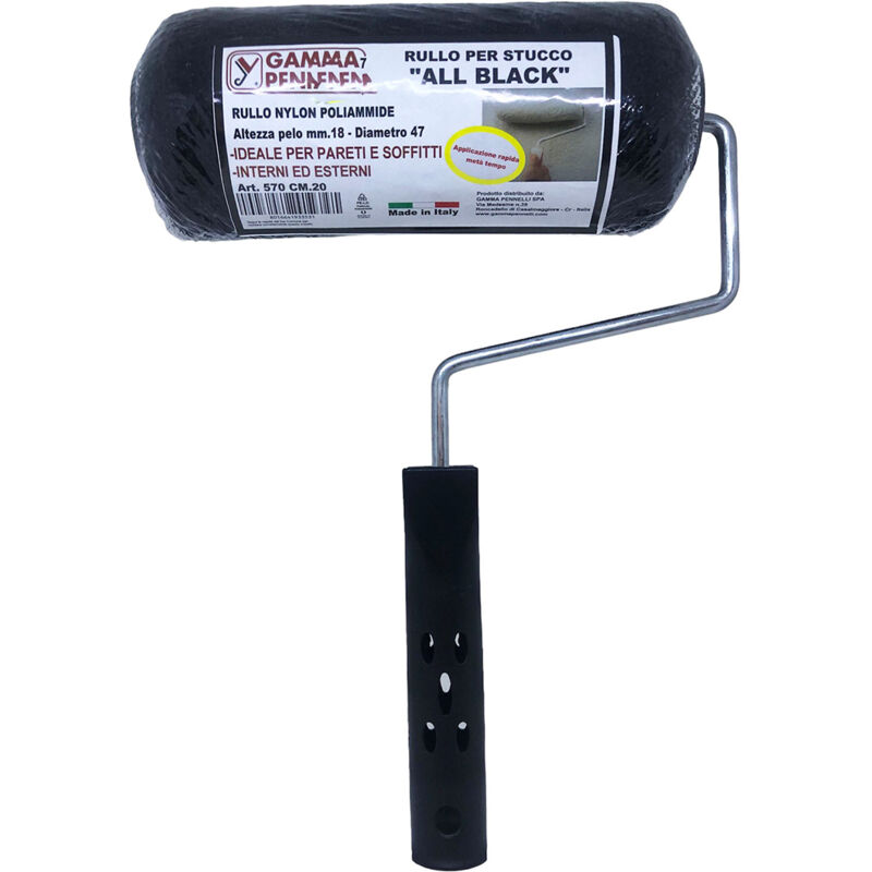 foto del prodotto rullo per stucco da 20 cm professionale nylon poliammide nero a manico fisso gamma pennelli