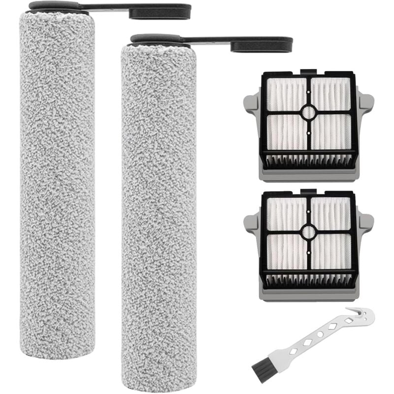 foto del prodotto rullo spazzola di ricambio e filtro hepa per aspirapolvere tineco floor one s7 pro floor one s6, 2 rulli spazzola 2 filtri 1 spazzola di pulizia