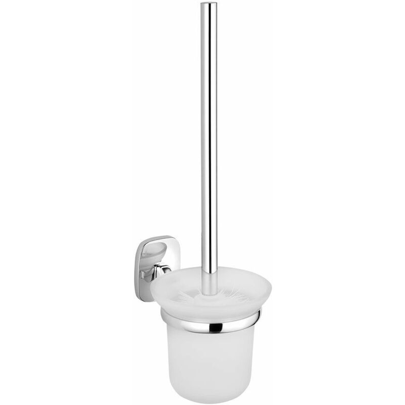 foto del prodotto rumba scopino wc con supporto a parete, vetro opaco cromo rb108 aqualine