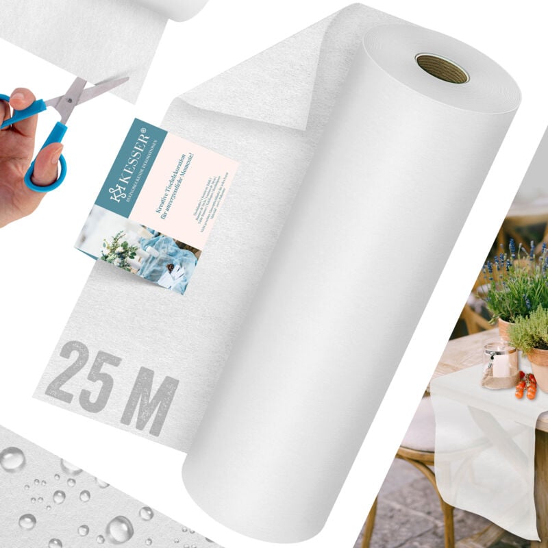 foto del prodotto runner da tavola in pile moderno 30cm x 25m decorazione da tavola runner da tavola lavabile, idrorepellente e resistente alle intemperie bianco