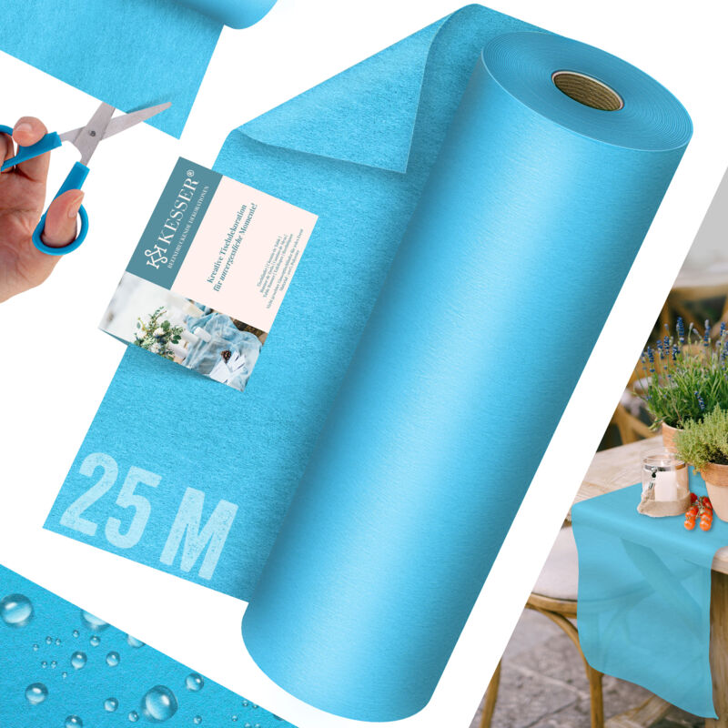 foto del prodotto runner da tavola in pile moderno 30cm x 25m decorazione da tavola runner da tavola lavabile, idrorepellente e resistente alle intemperie blu