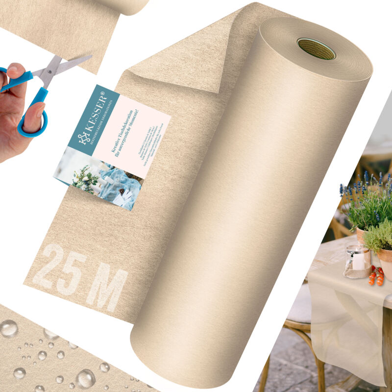 foto del prodotto runner da tavola in pile moderno 30cm x 25m decorazione da tavola runner da tavola lavabile, idrorepellente e resistente alle intemperie crema