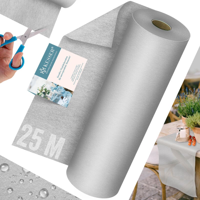 foto del prodotto runner da tavola in pile moderno 30cm x 25m decorazione da tavola runner da tavola lavabile, idrorepellente e resistente alle intemperie grigio