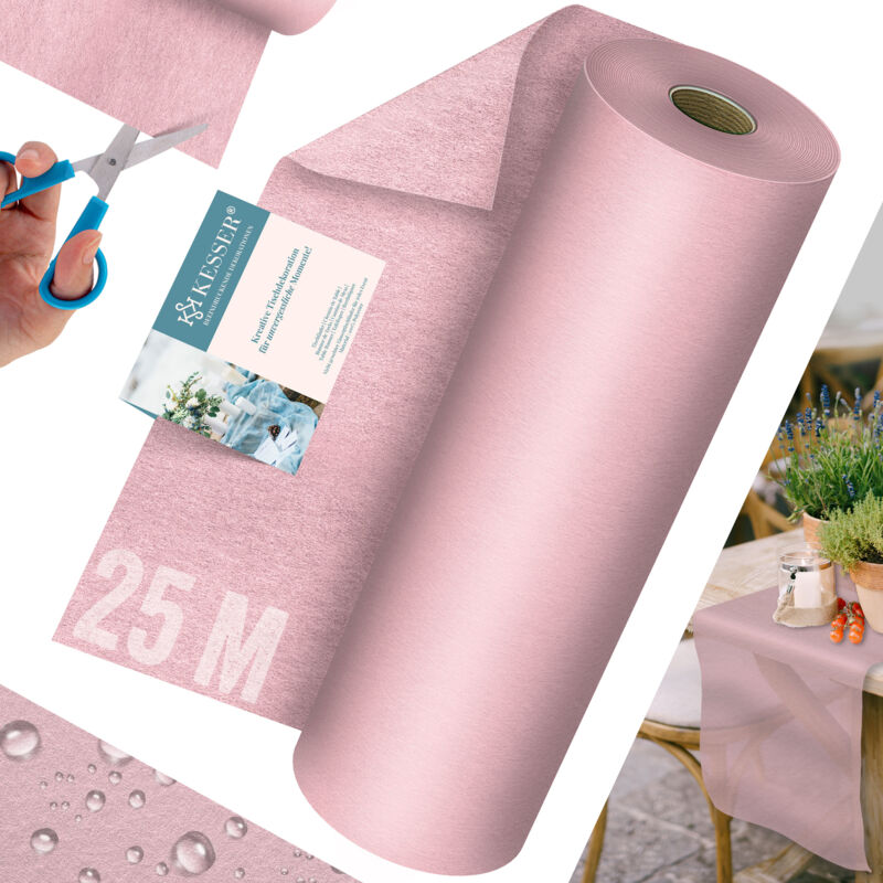 foto del prodotto runner da tavola in pile moderno 30cm x 25m decorazione da tavola runner da tavola lavabile, idrorepellente e resistente alle intemperie oro rosato