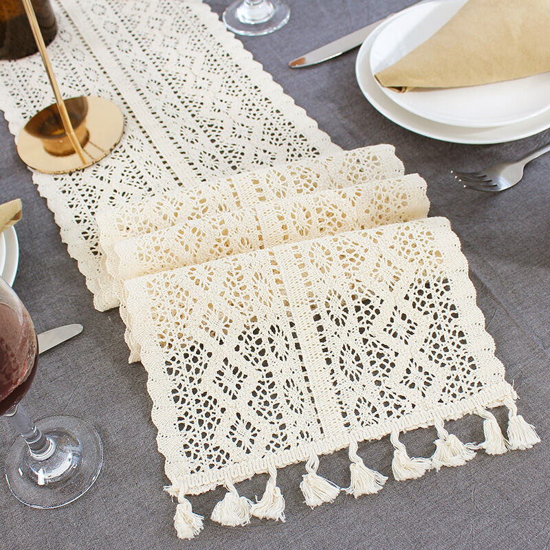 foto del prodotto runner da tavolo con nappe, pizzo floreale misto con nappe, adatto per la decorazione della tavola di nozze, festa nuziale, decorazione della tavola