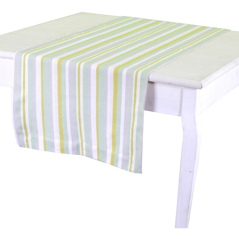 foto del prodotto runner stripe verde tinto in filo cm50x150