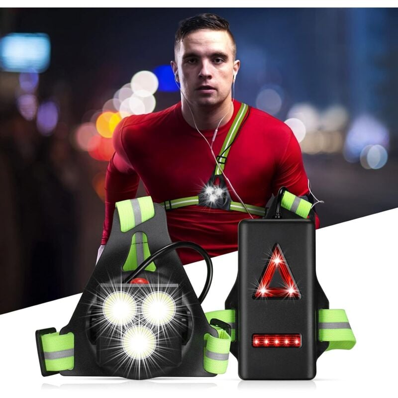 immagine 0 del prodotto running light, lampada da petto ricaricabile tramite usb, lampada da corsa per il torso, 500 lumen, angolo regolabile di 120 , lampada da jogging con
