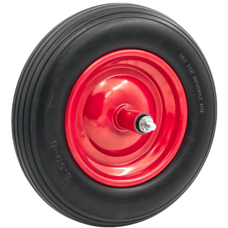 foto del prodotto ruota 3.5 8 360mm gomma piena antiforatura per carriola compreso asse 210mm x 12mm sti