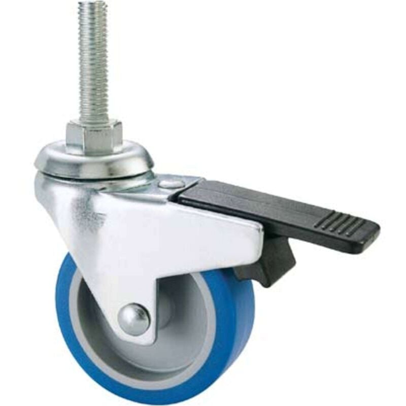 foto del prodotto ruota a forcella girev fermo perno fil 221bisb avo a zincr gomma blu f.ma 8x30 d.mm 50x18 4 pezzi