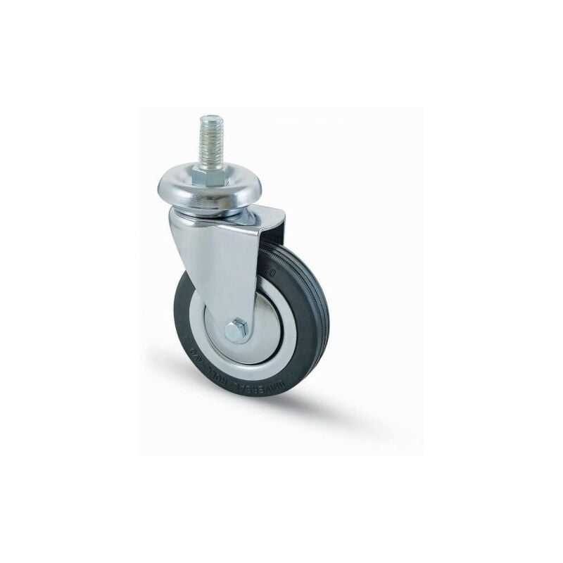 foto del prodotto ruota carrello d 100 mm gomma 155 b perno 14ma