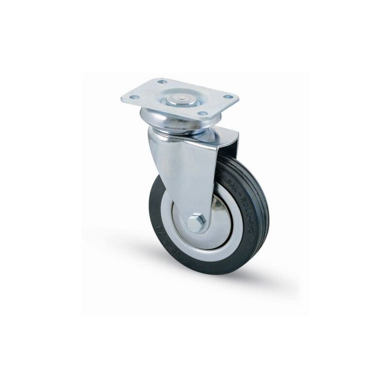 foto del prodotto ruota carrello d 100 mm gomma 155 piastra