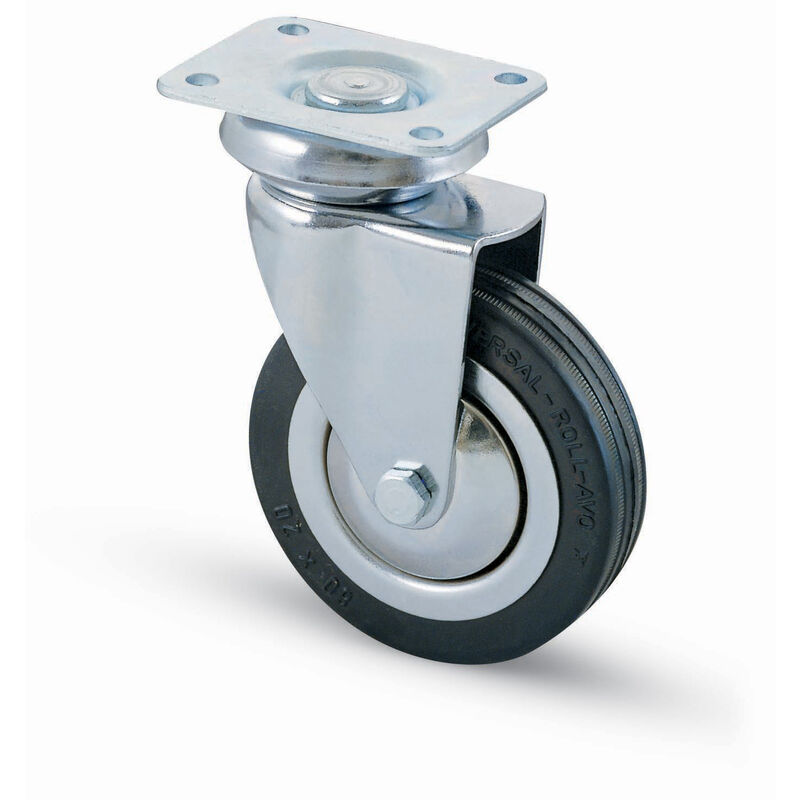 foto del prodotto ruota carrello d 80 mm gomma 155 piastra