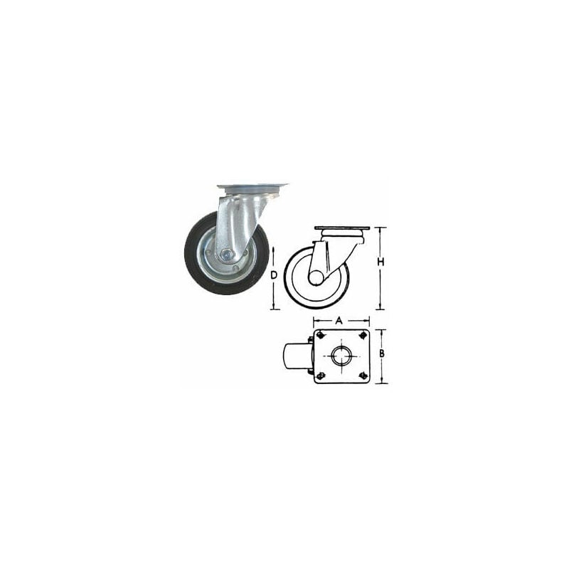 foto del prodotto ruota con supporto girevole boccola nylon 225