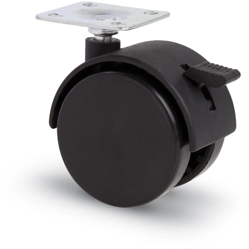 foto del prodotto ruota d.50 plastica nera piastra c freno art.164bis