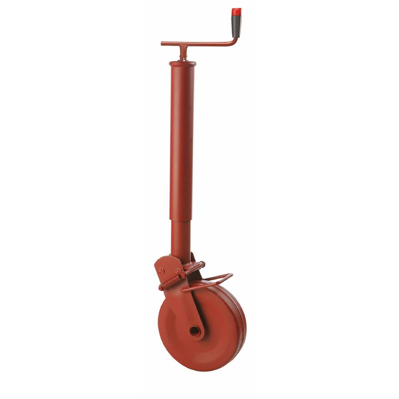 foto del prodotto ruota d appoggio con bloccaggio a molla 60mm ruota ferro 220x60mm colore rosso