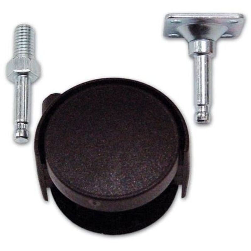 foto del prodotto ruota doppia in nylon ruota 50 mm con piastra-perno girevole in kit 2 pz