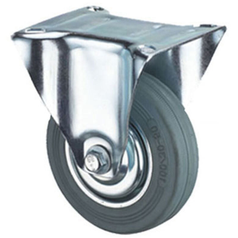 foto del prodotto ruota fissa con gomma nera 125mm 87303 vorel