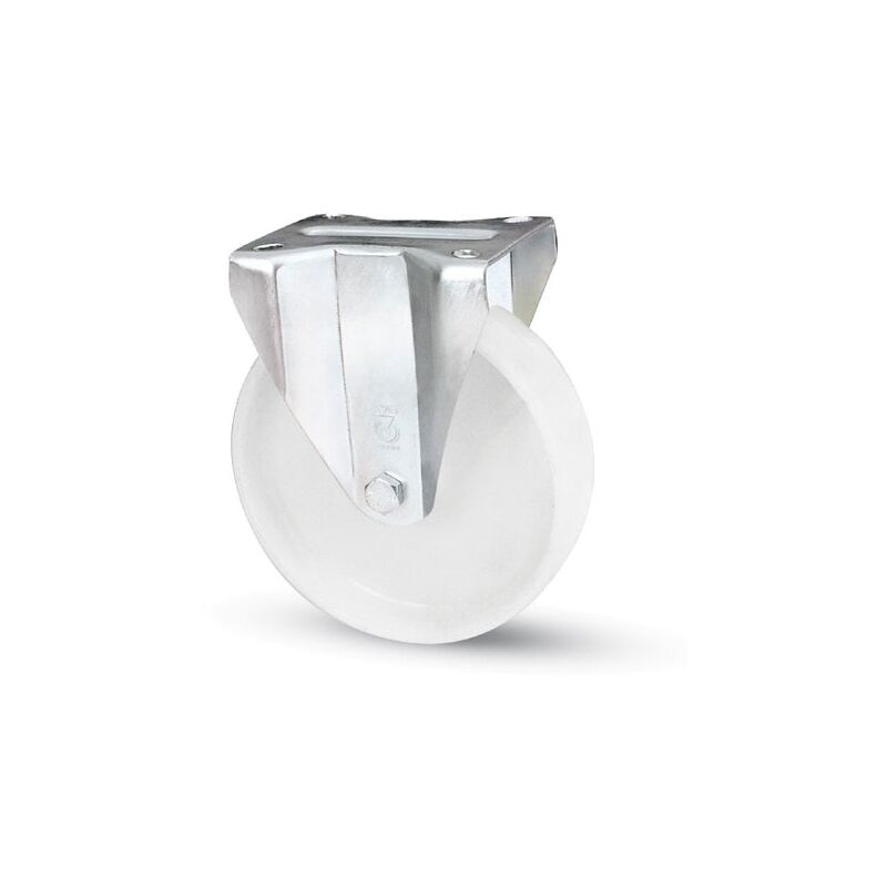 foto del prodotto ruota fissa per carrelli nylon art.118bis a mm.125 piastra mm.115x85