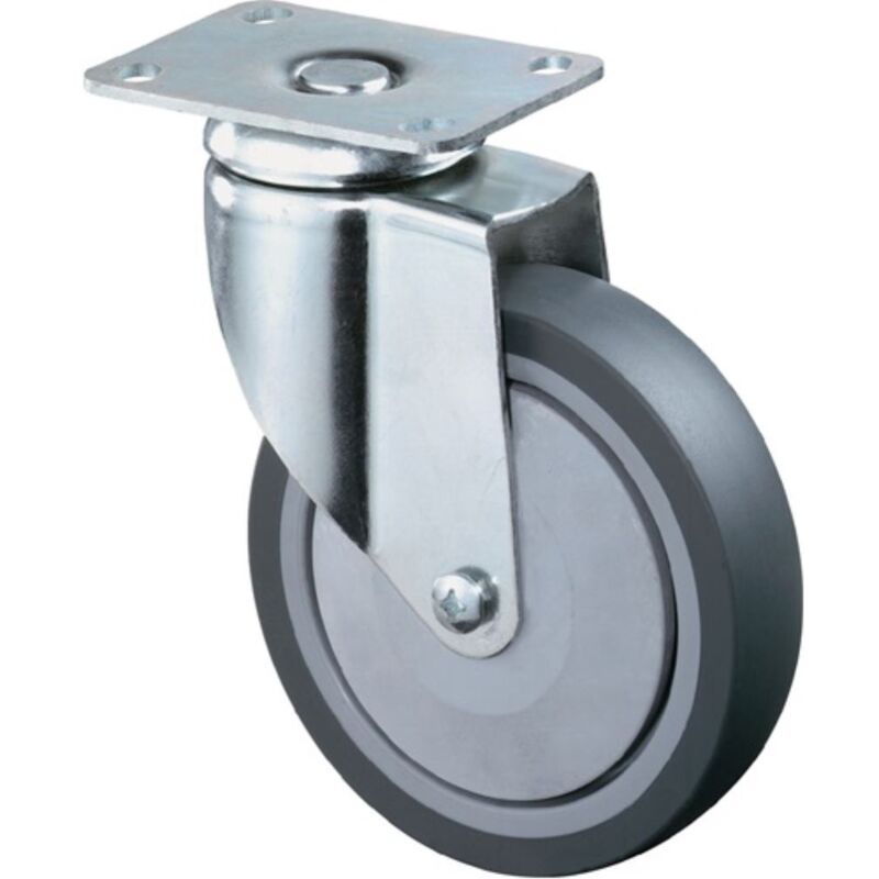 foto del prodotto ruota girevole 80mm, 80kg, con piastra in gomma grigia bs rollen