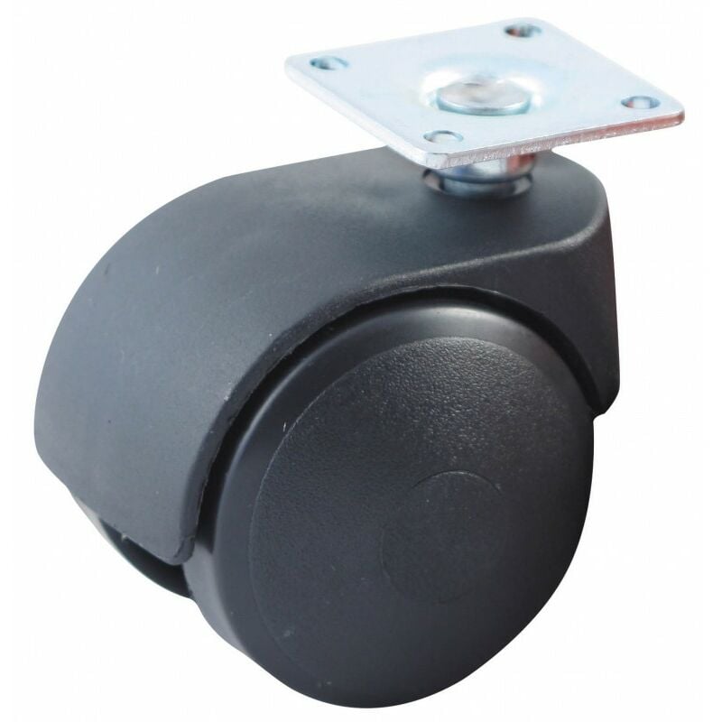 foto del prodotto ruota girevole con piastra rettangolare avl doppie ruote in nylon 50 - portata 40kg - 595030a