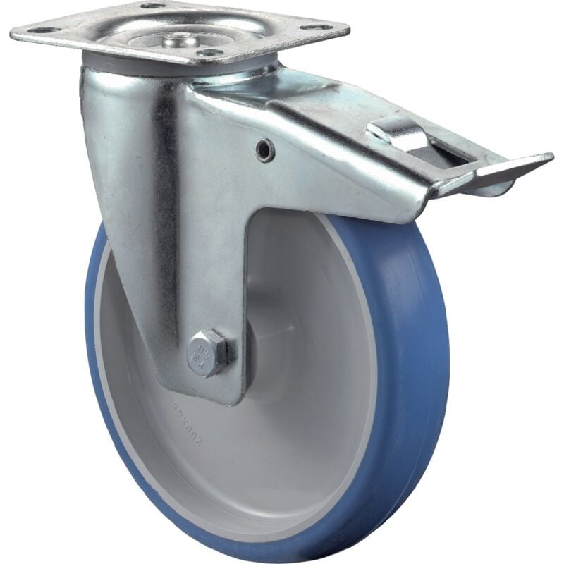 foto del prodotto ruota girevole d.80mm trgf.125kg con fisso pu 104x80mm blu bs rollen