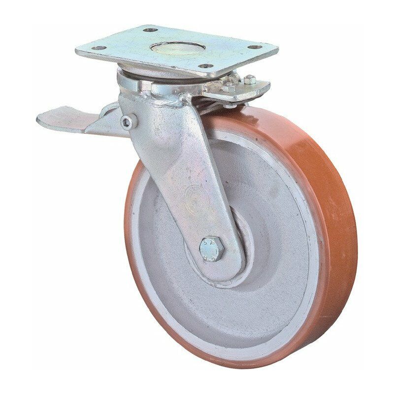 foto del prodotto ruota girevole per carichi pesanti d.250mm, carico 2200kg con cast fisso pu 255x200mm bs rollen