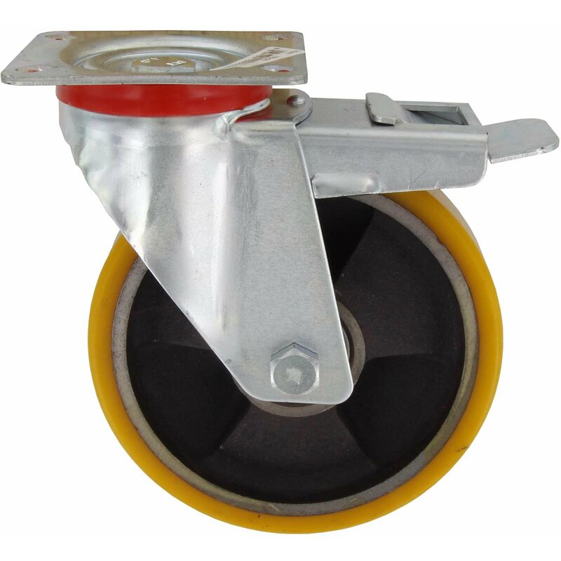 foto del prodotto ruota girevole per carrelli con supporto in acciaio e freno 150x30 mm