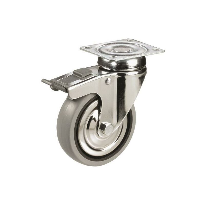 foto del prodotto ruota gomma c piastra girevole e freno 80mm ' cebora tbbp7 transport'