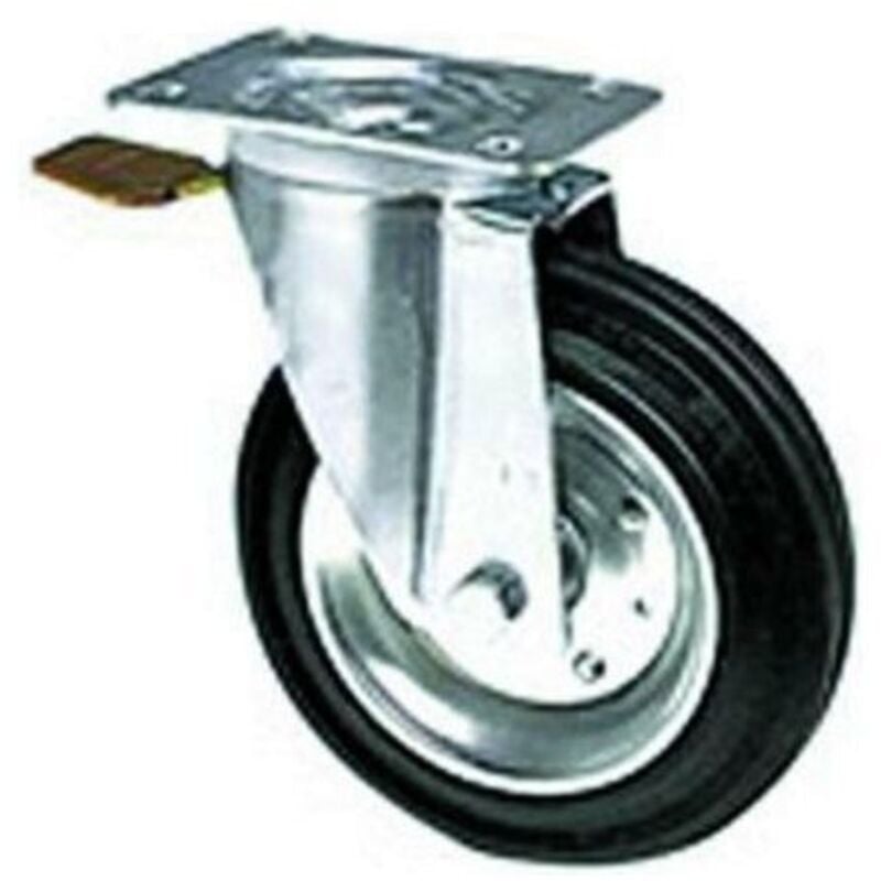 foto del prodotto ruota gommata con base girevole qpf-a04 con freno mm. 125x35