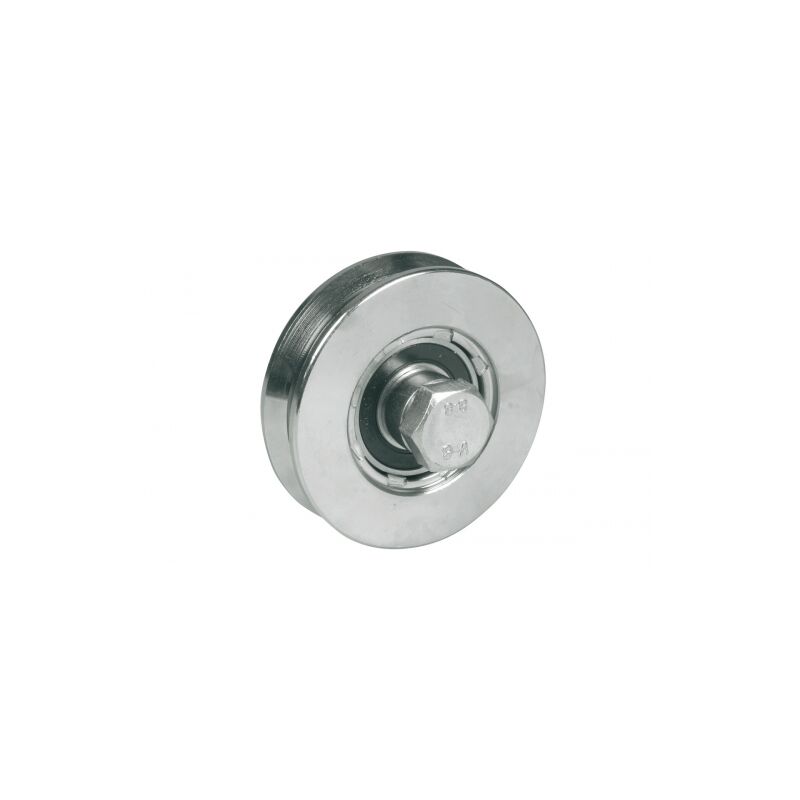 foto del prodotto ruota in acciaio zincato da 60mm per cancelli con 1 cuscinetto a sfera e gola a v