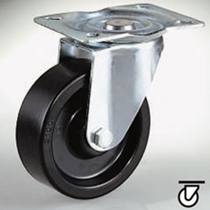 foto del prodotto ruota in nylon nero con piastra dp diametro 30 40 50 60 80 - -80 mm - - cebora