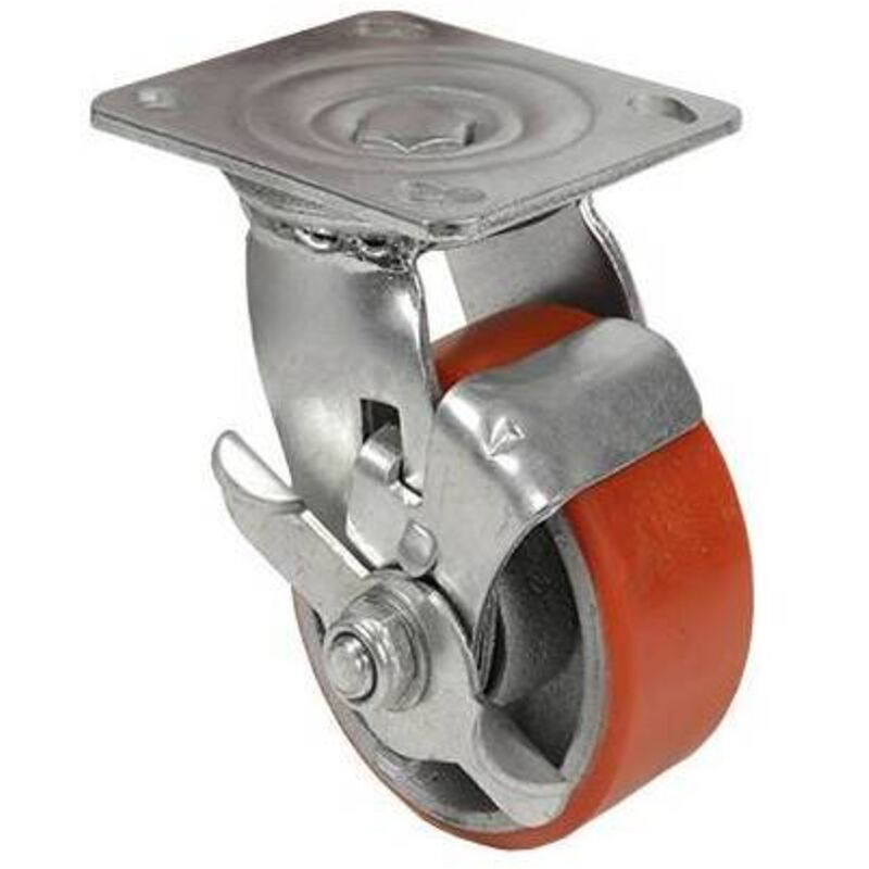 foto del prodotto ruota in poliur. girev. con freno mm 125x32 export