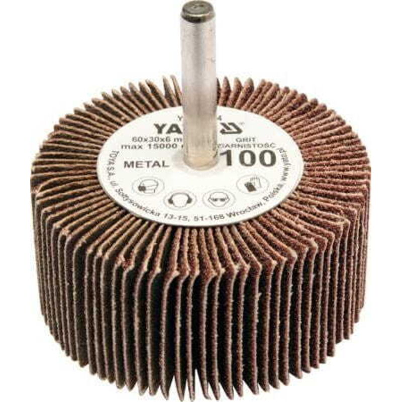 foto del prodotto ruota lamellare con gambo 60x30x6 p100 yt 83364 yato