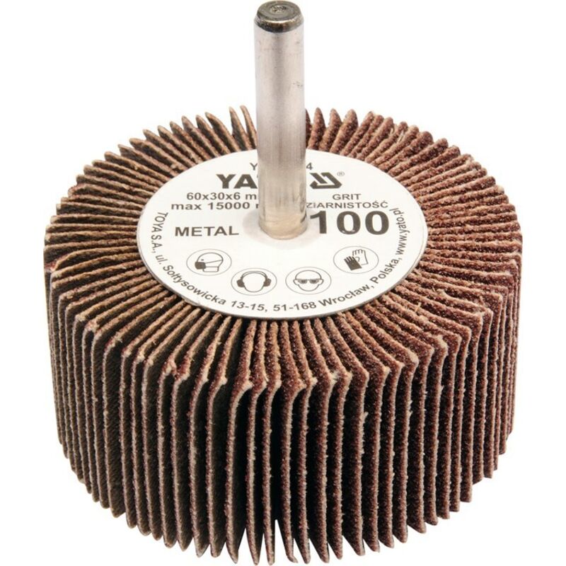 foto del prodotto ruota lamellare con gambo 60x30x6 p120 yt 83365 yato