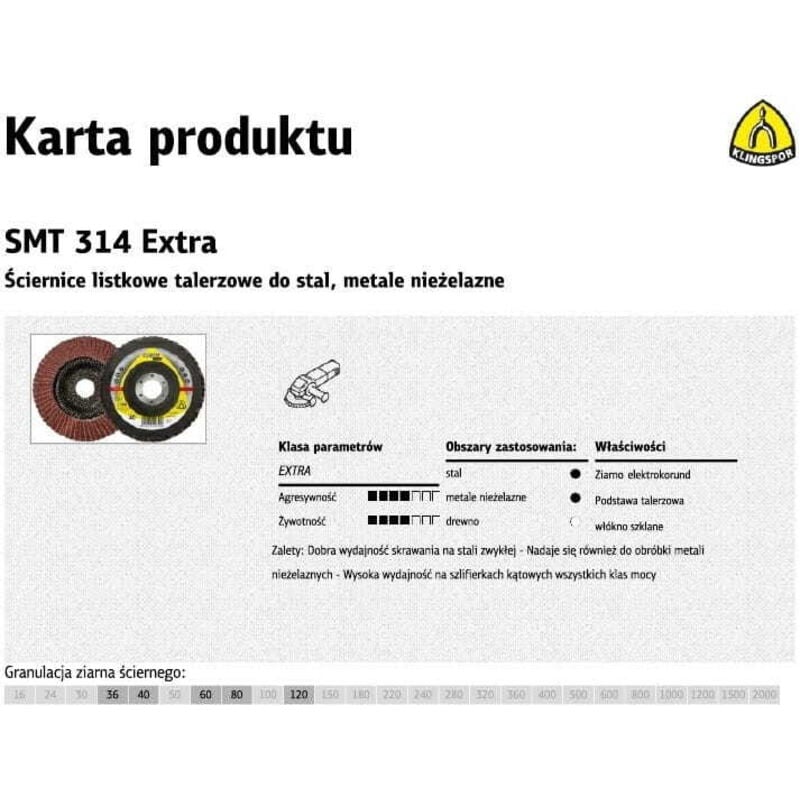 foto del prodotto ruota lamellare klingspor convesso smt314 extra 125mm gr. 60