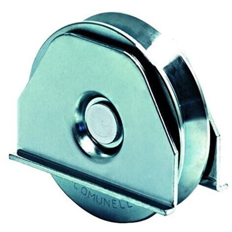 foto del prodotto ruota per cancello con piastre e cuscinetto gola a v mm 80 art 330 comunello