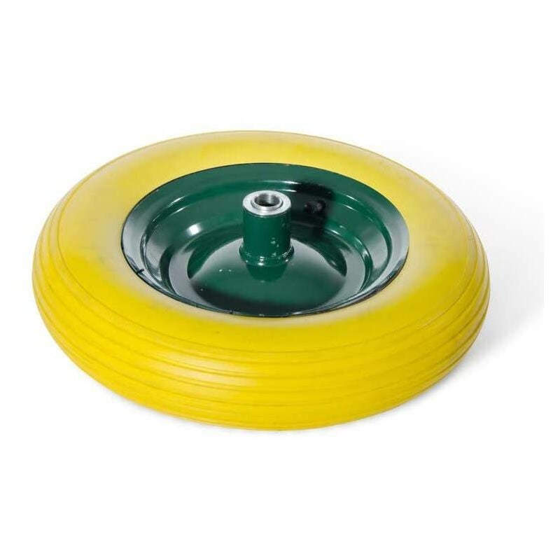 foto del prodotto ruota per carriola piena antiforatura ricambio gialla 16 400mm
