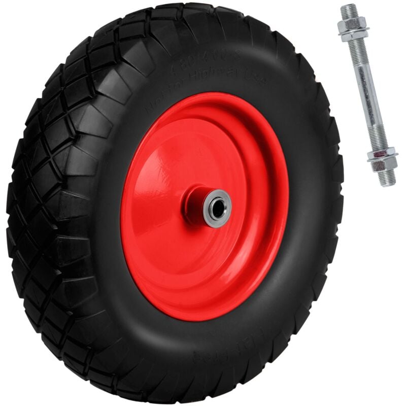 foto del prodotto ruota per carriola tubeless 4.00 8 nera e rossa humberg