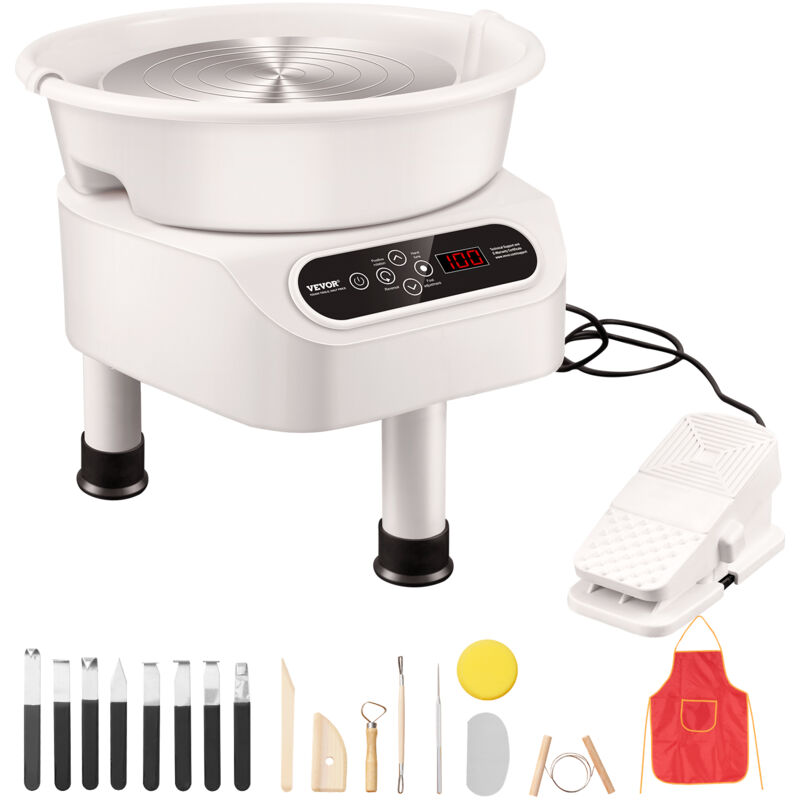 foto del prodotto ruota per ceramica, macchina per ceramica da 25 cm, 350 w , ruota in ceramica a trasmissione diretta con pedale e touch screen lcd 3 gambe di