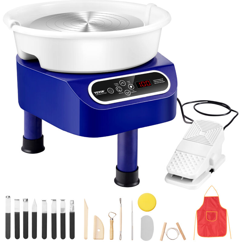 foto del prodotto ruota per ceramica, macchina per ceramica da 28 cm, 450 w , ruota in ceramica a trasmissione diretta con pedale e touch screen lcd 3 gambe di