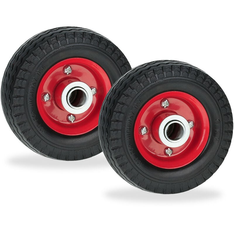 foto del prodotto ruota per monopattino elettrico, set da 2 ricambi per e scooter, 6x2 , gomma antiforatura, 50 kg, nero rosso relaxdays