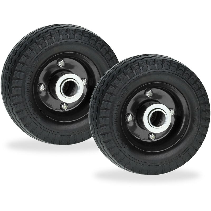 foto del prodotto ruota per monopattino elettrico, set da 2 ricambi per e scooter, 6x2 , gomma antiforatura, regge 50 kg, nero relaxdays